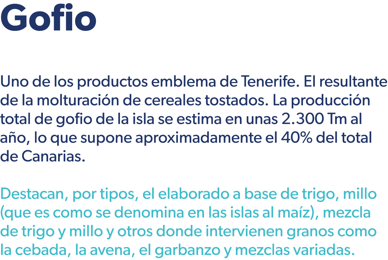 Gofio Uno de los productos emblema de Tenerife. El resultante de la molturaci n de cereales tostados. La producci n t...