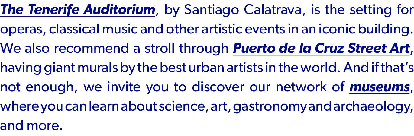 The Tenerife Auditorium, by Santiago Calatrava, is the setting for operas, classical music and other artistic events ...